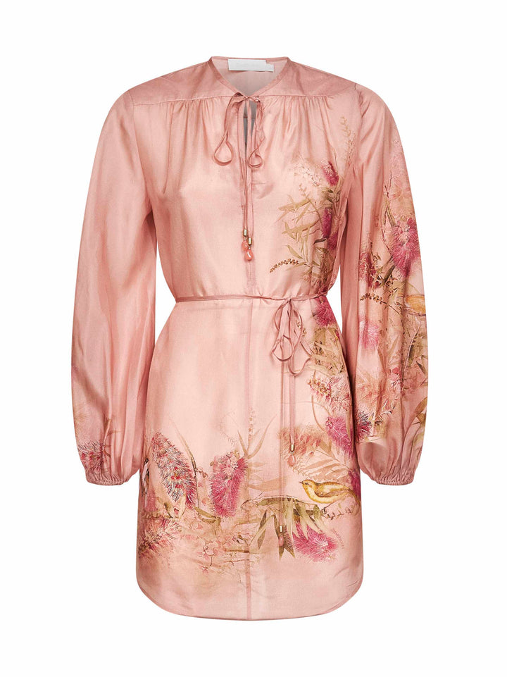 Zimmermann Women Pink Botanical Floral Silk Habotai Cascadian Tunic Top