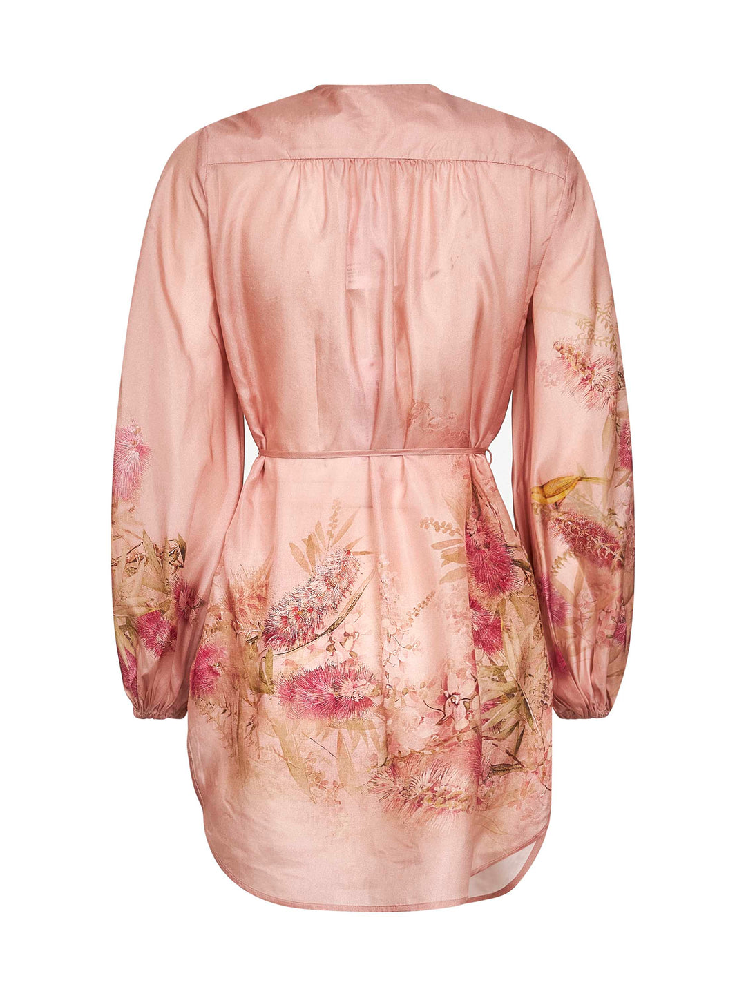Zimmermann Women Pink Botanical Floral Silk Habotai Cascadian Tunic Top