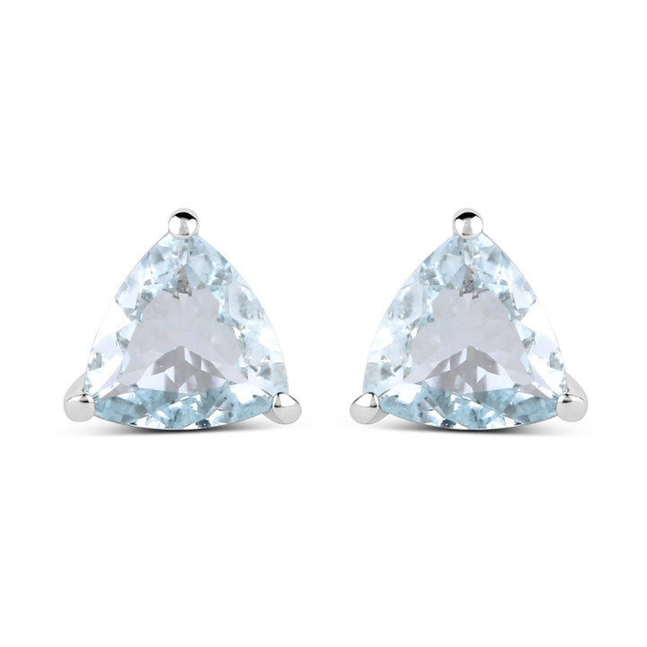 1.26 Carat Genuine Aquamarine .925 Sterling Silver Earrings