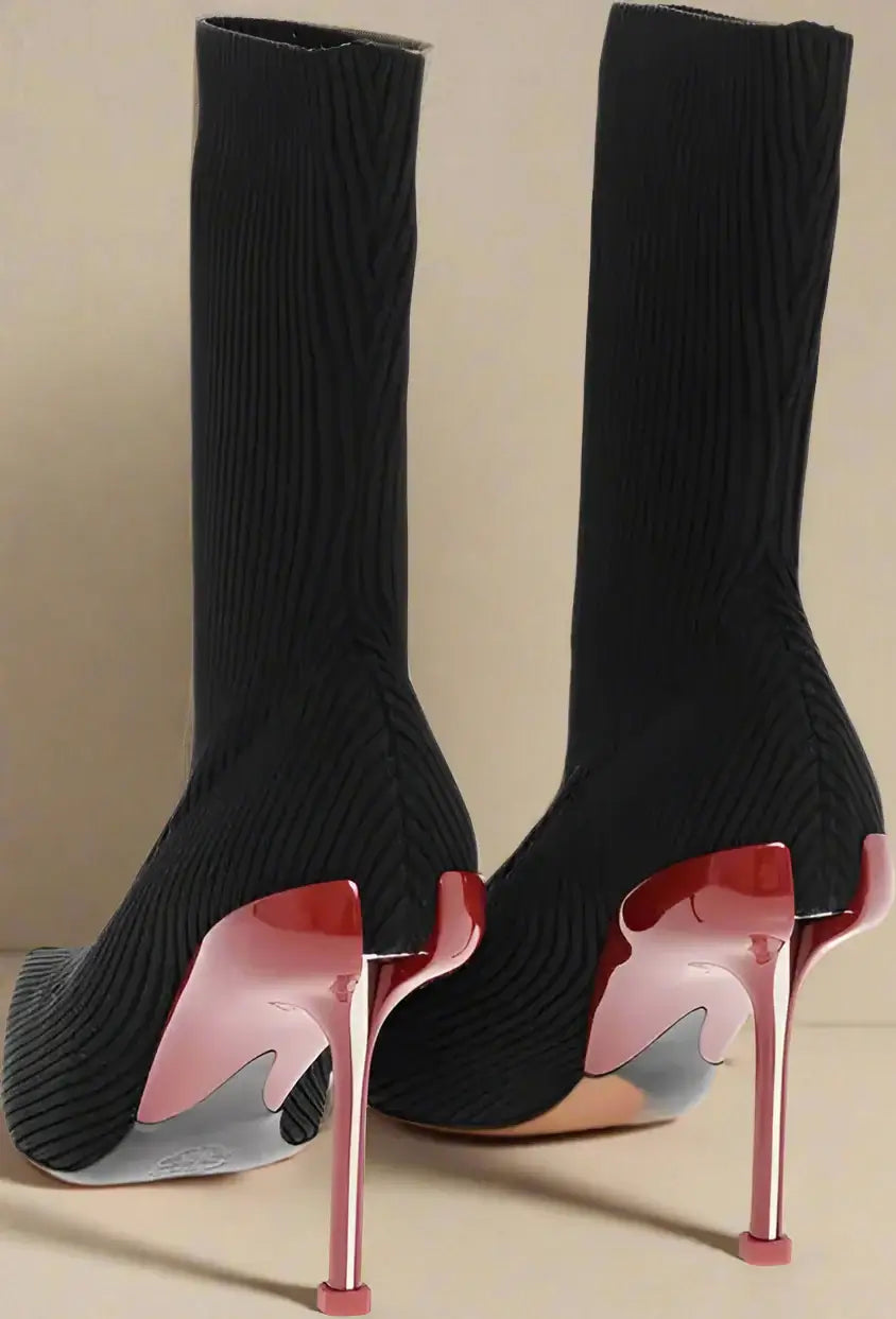 Alexander McQueen Metal Toe Sock Booties with Stiletto Heel 10cm