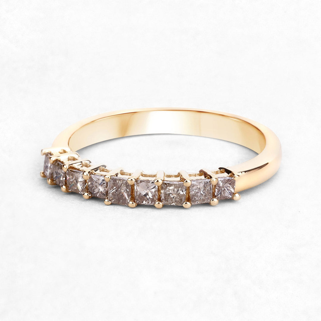 0.50 Carat Genuine Champagne Diamond 14K Yellow Gold Ring (I1-I2)