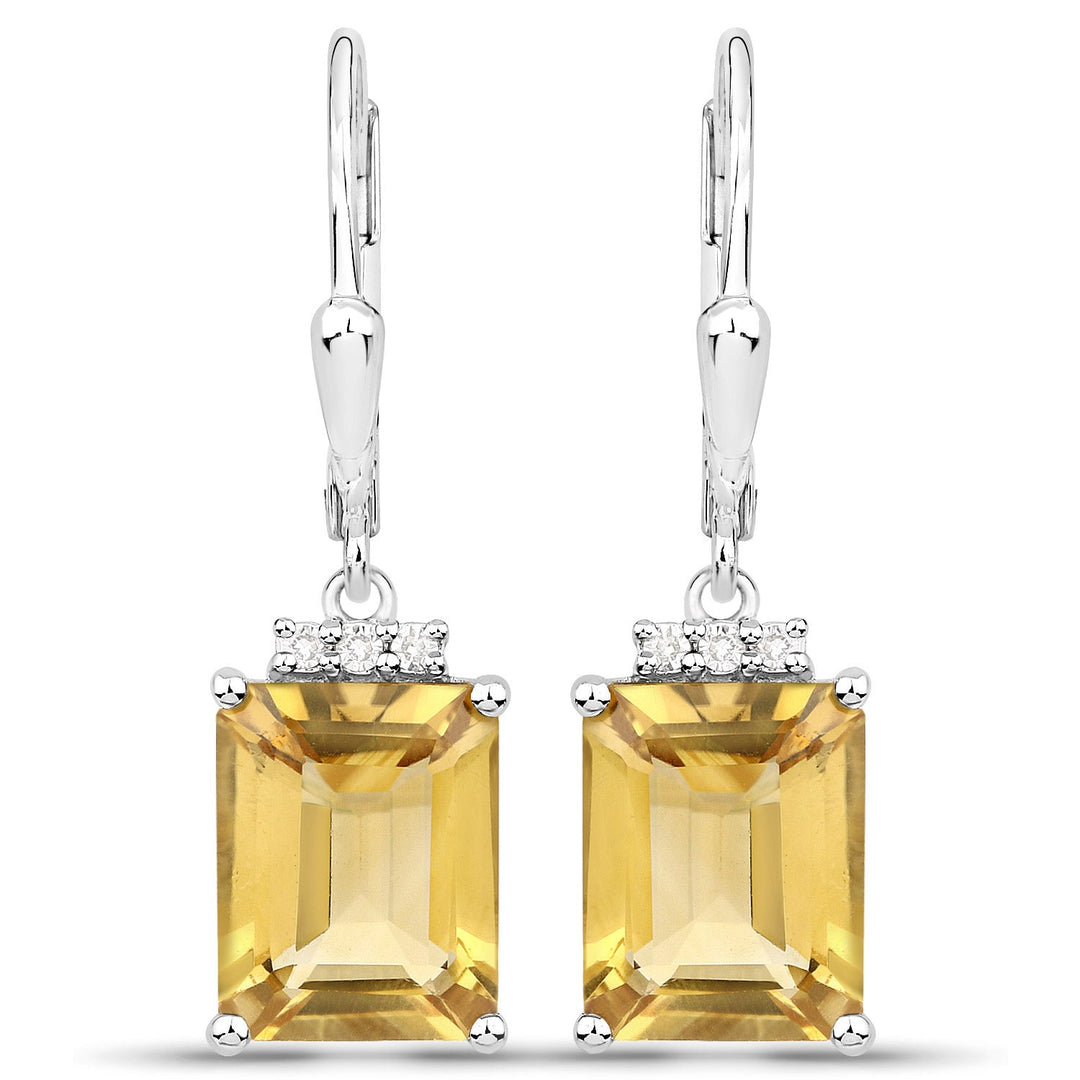 5.63 Carat Genuine Citrine and White Topaz .925 Sterling Silver Earrings