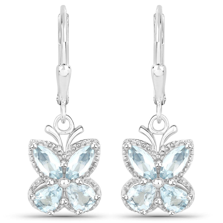 1.76 Carat Genuine Aquamarine .925 Sterling Silver Earrings