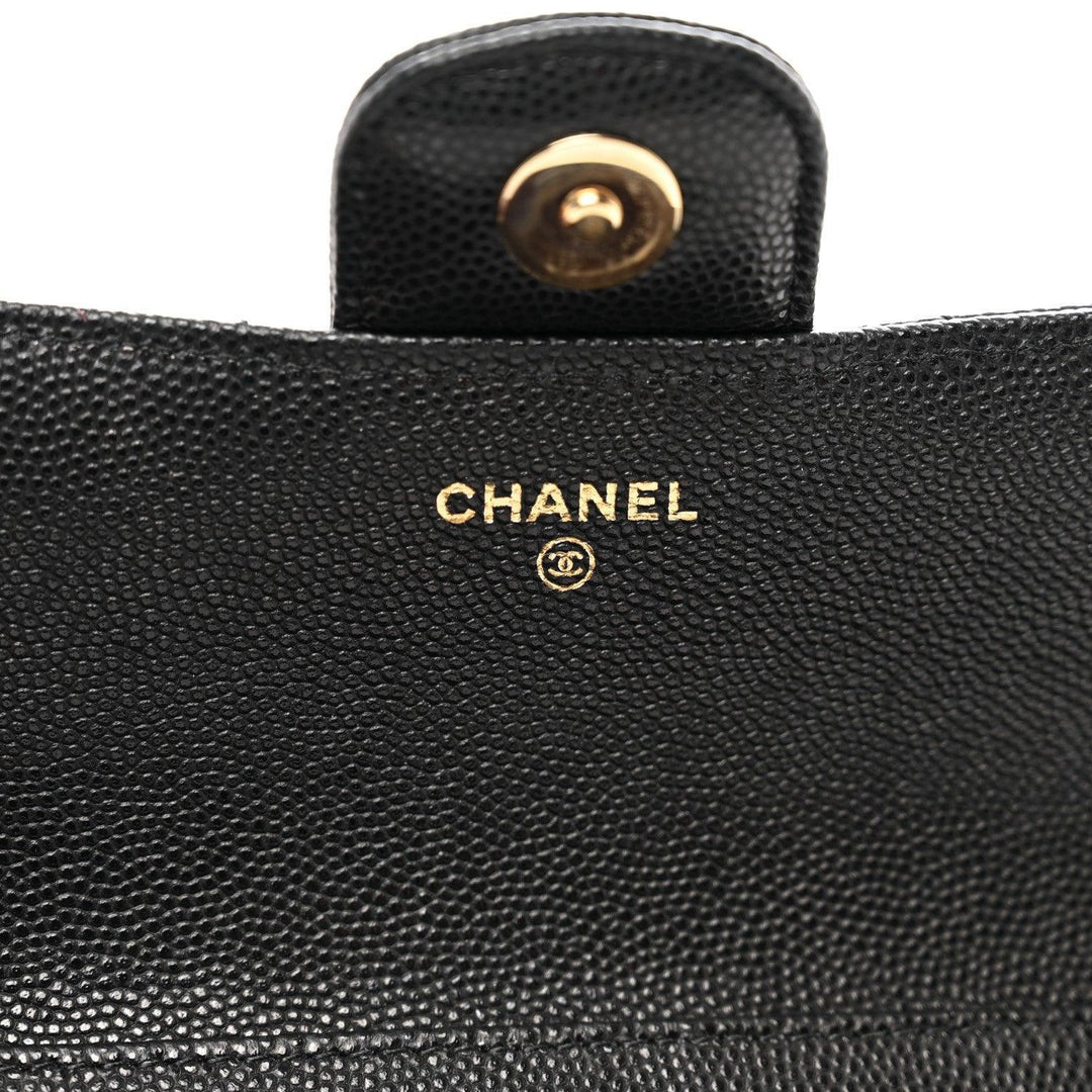 Caviar Quilted Handbag Glasses Case With Chain Black