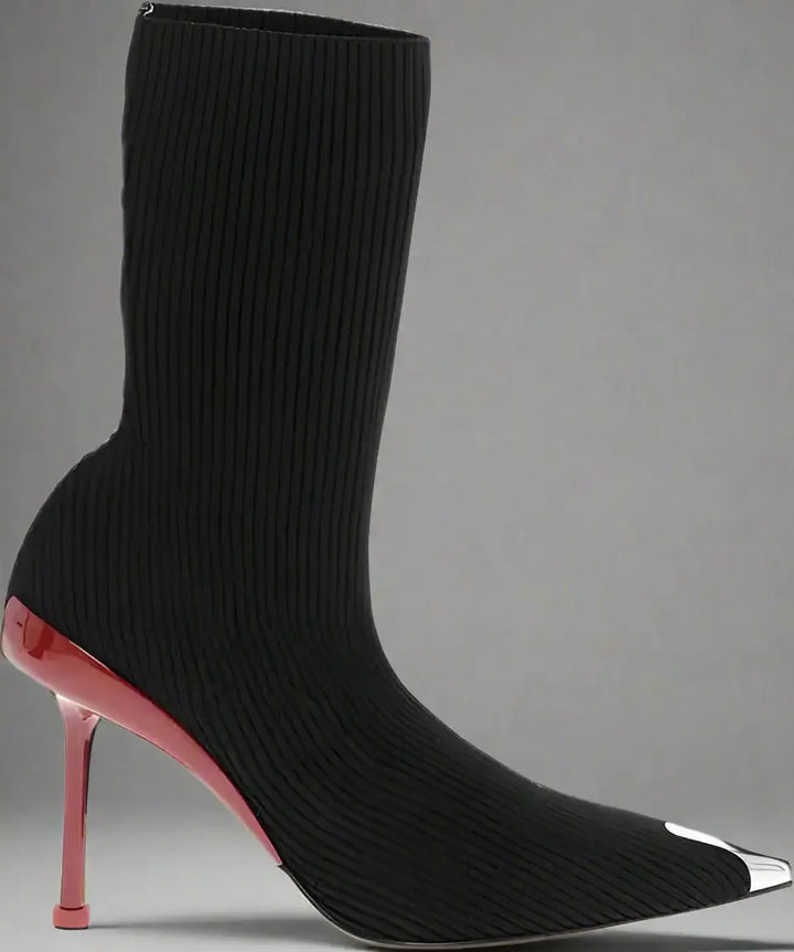 Alexander McQueen Metal Toe Sock Booties with Stiletto Heel 10cm