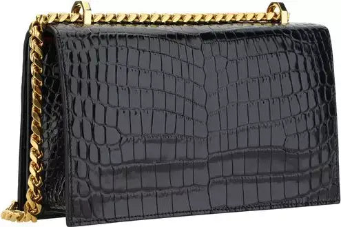 Alexander McQueen black leather jeweled Shoulder Bag