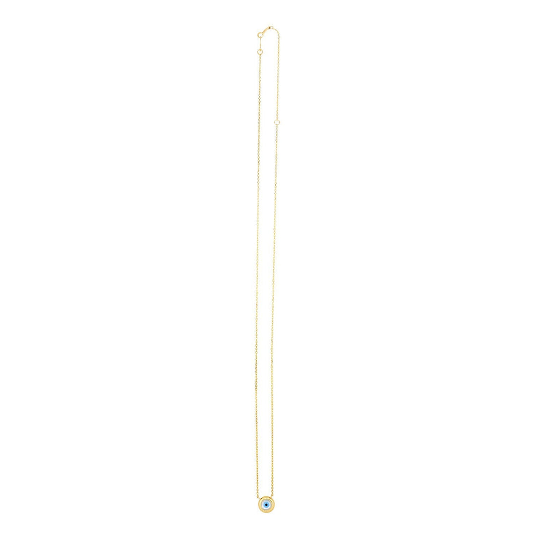 14k Yellow Gold Pearl Evil Eye Necklace