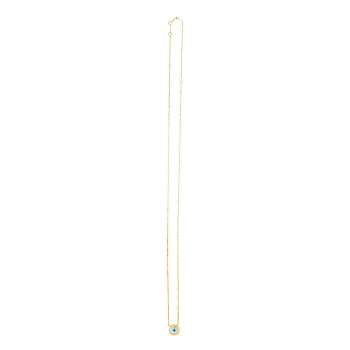 14k Yellow Gold Pearl Evil Eye Necklace