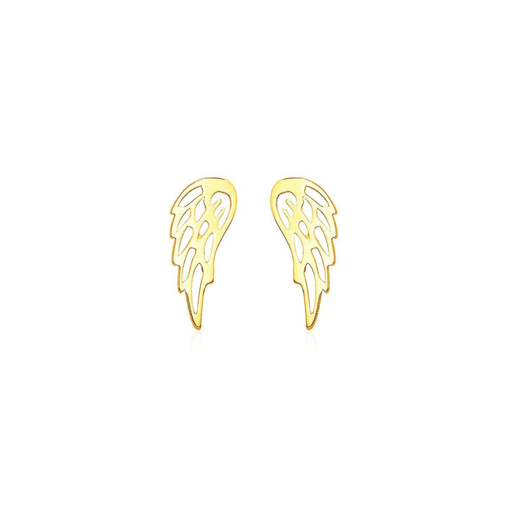 14k Yellow Gold Polished Wing Post Earrings