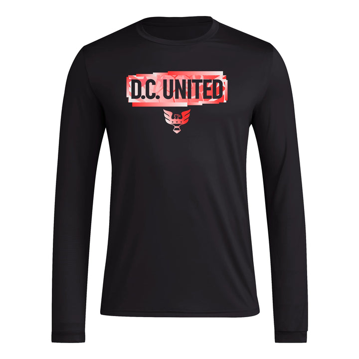 adidas Mens Size Long Sleeve Pre-Game T-Shirt Black/D.C. United X-Large Tall