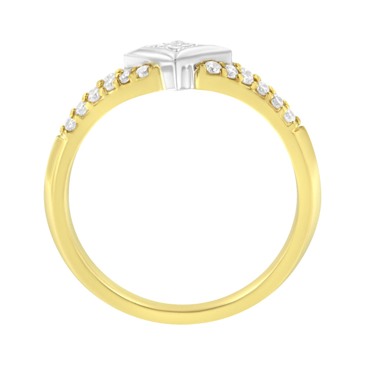 10K Two Tone Color 1/2 Cttw Diamond Kite and Split Shank Ring (H-I Color,SI2-I1 Clarity)