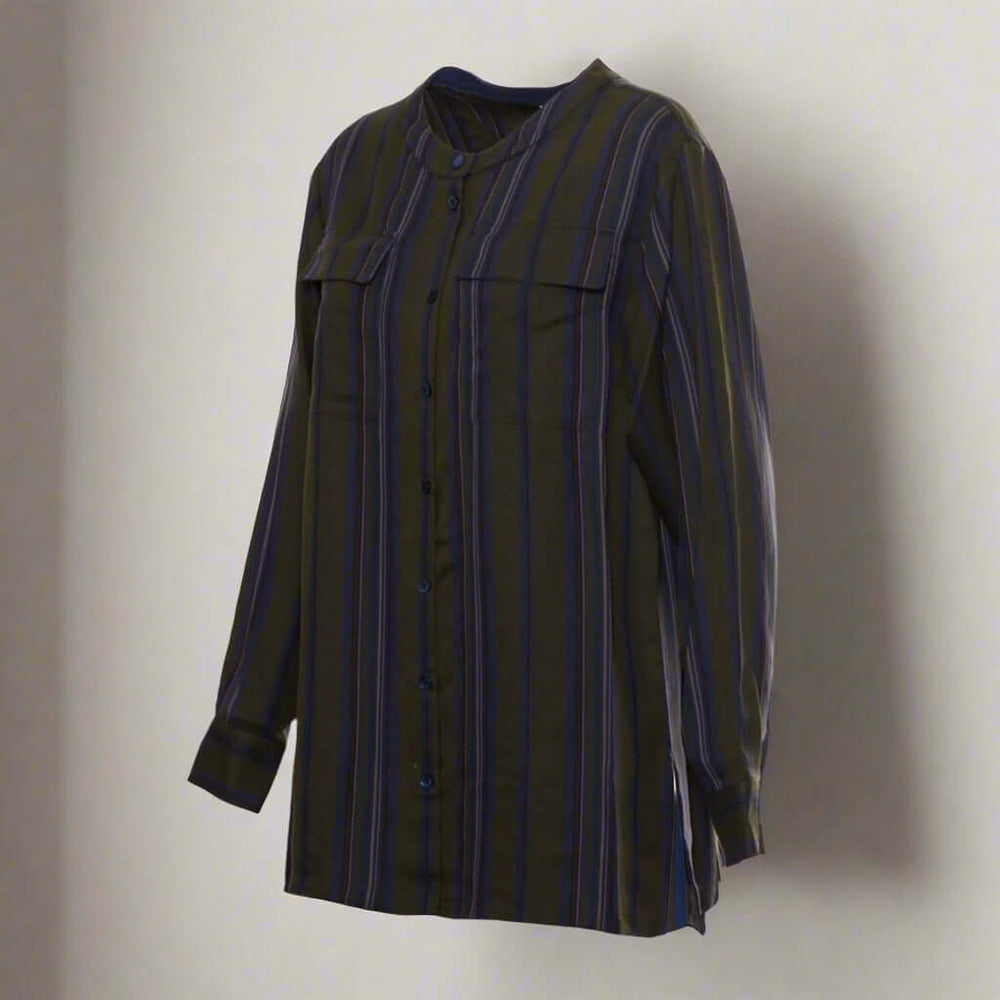 Black and blue striped shirt on a white background