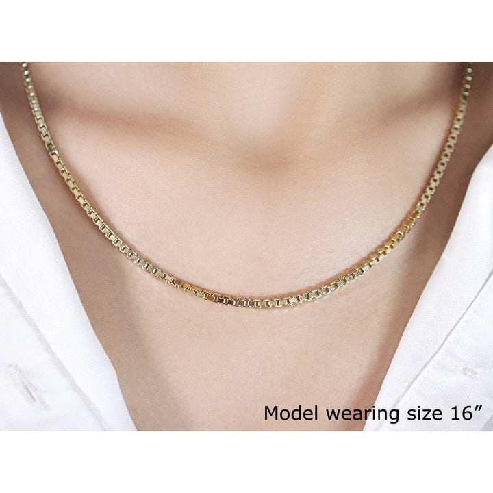 2.5mm 14k Yellow Gold Semi Solid Box Chain