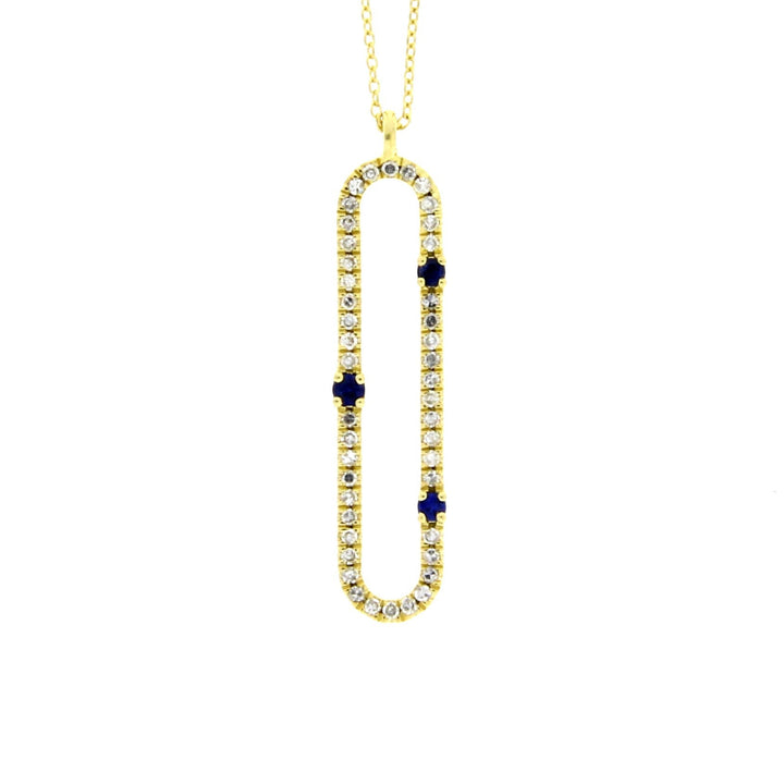 Diamond Sapphire Fashion Pendants 14KT Yellow Gold