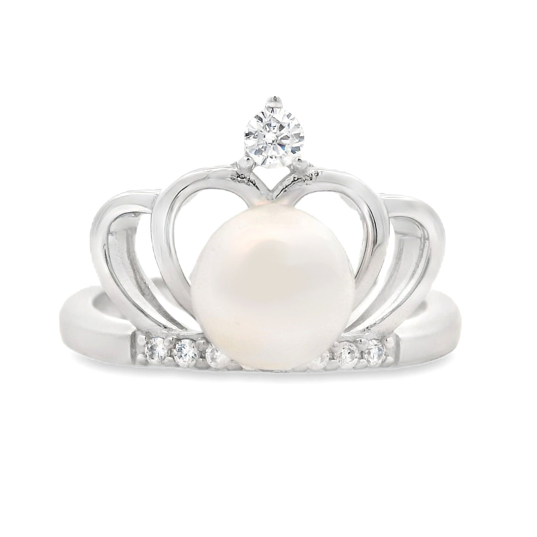 Genuine FW Pearl Cubic Zirconium Ring Sterling Silver