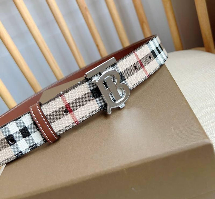 Burberry TB Belt E-Canvas &amp; Leather Vintage