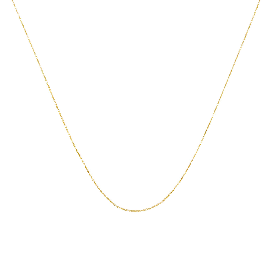 Solid 10K Yellow Gold 0.5mm Slim and Dainty Unisex 18" Rope Chain Necklace