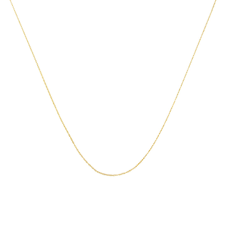 Solid 10K Yellow Gold 0.5mm Slim and Dainty Unisex 18" Rope Chain Necklace