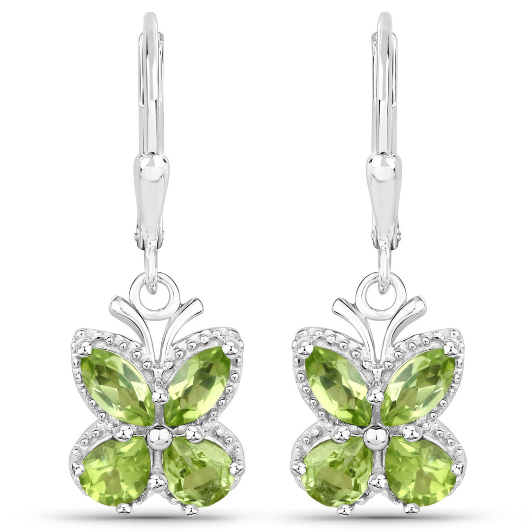 2.28 Carat Genuine Peridot .925 Sterling Silver Earrings