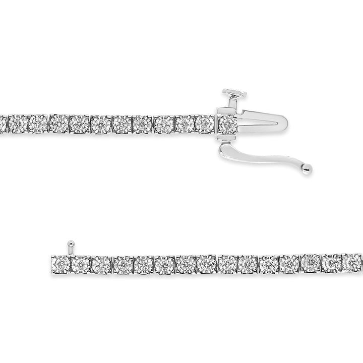 14K White Gold 1.0 Cttw Miracle Set Round-Cut Lab Grown Diamond Illusion Tennis Bracelet (F-G Color, VS2-SI1 Clarity) Size 7"