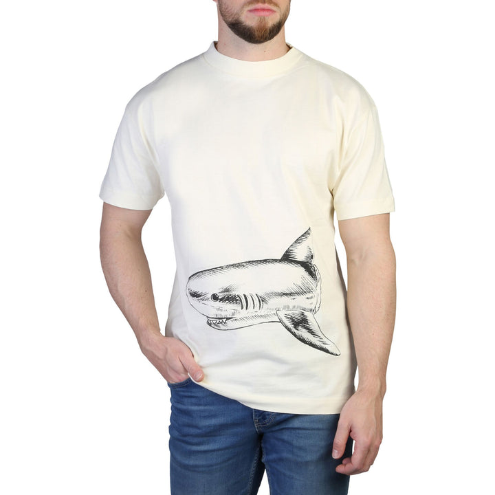 Palm Angels men's white front/back shark graphic print T-shirts