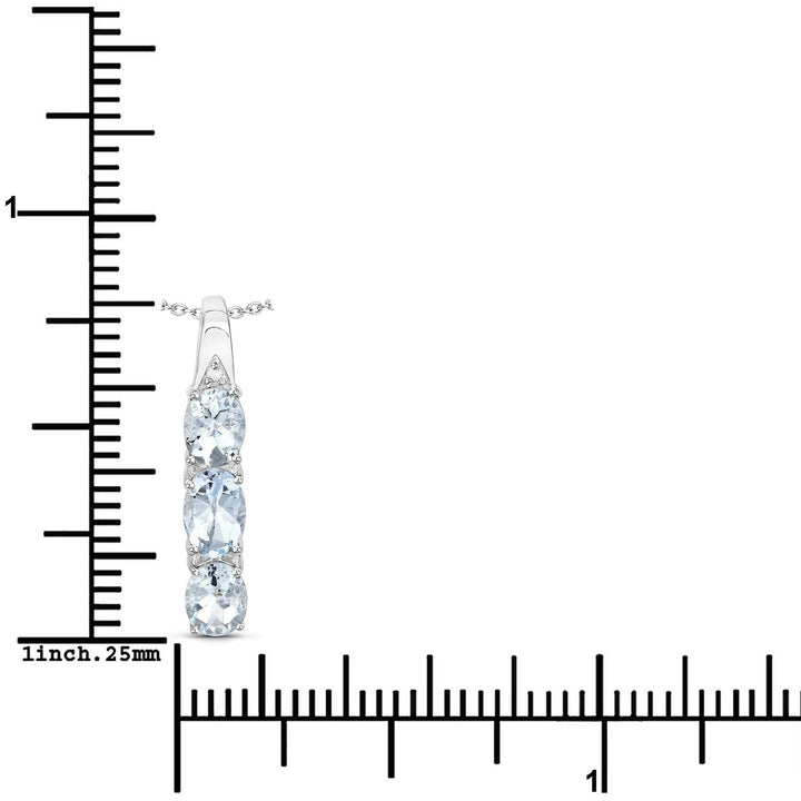 0.95 Carat Genuine Aquamarine and White Diamond .925 Sterling Silver Pendant