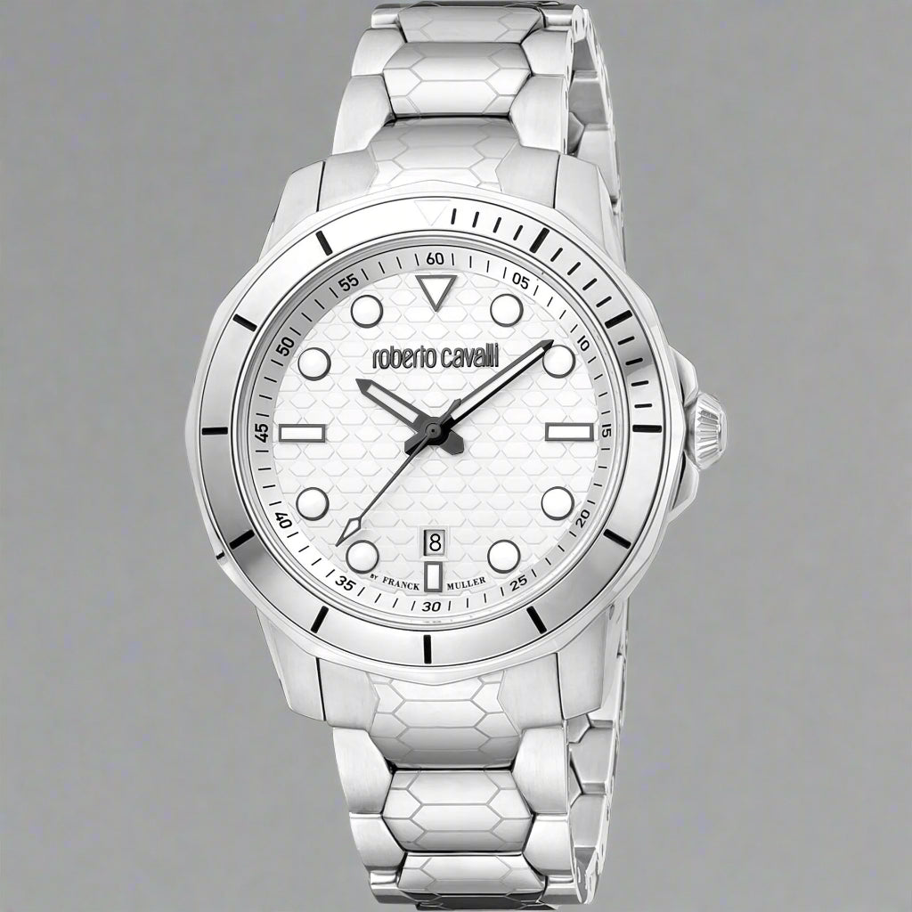 Roberto Cavalli By Franck Muller men's silver w/white dial Watches
