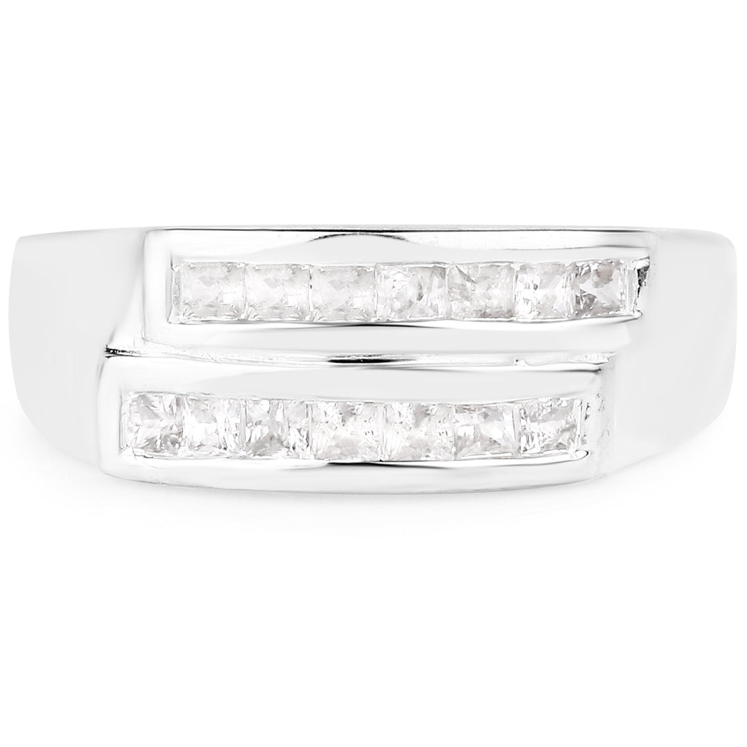 0.70 Carat Genuine White Sapphire .925 Sterling Silver Ring