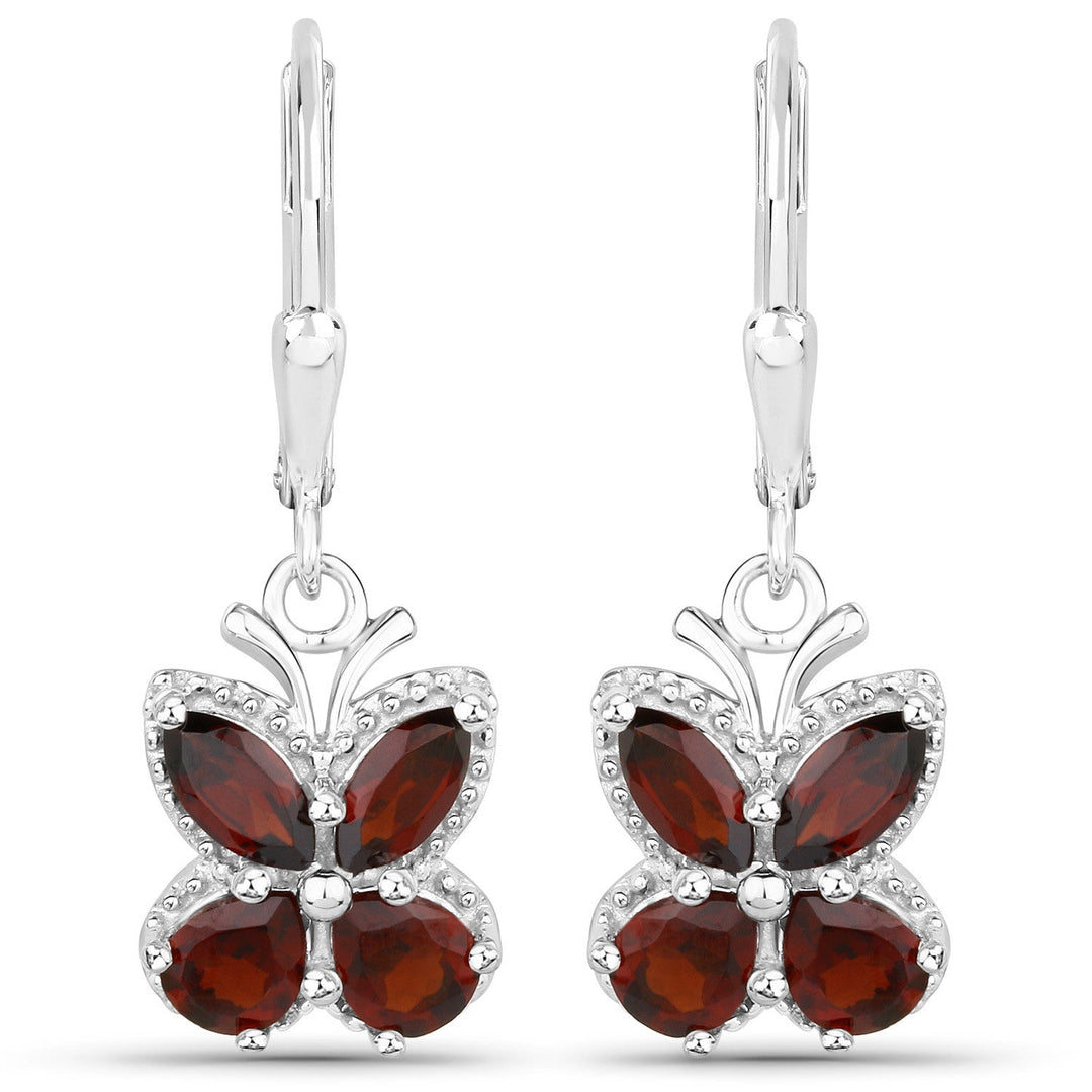 2.60 Carat Genuine Garnet .925 Sterling Silver Earrings