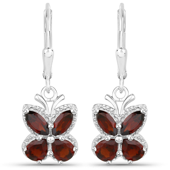 2.60 Carat Genuine Garnet .925 Sterling Silver Earrings