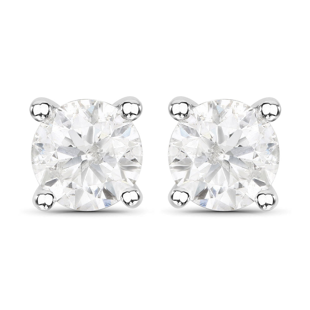 1.02 Carat Genuine White Diamond 14K White Gold Earrings
