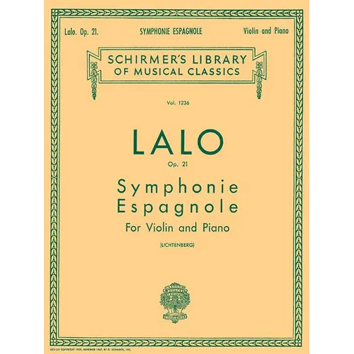 Symphonie Espagnole, Op. 21: Schirmer Library of Classics Volume 1236 Violin and Piano - Paperback