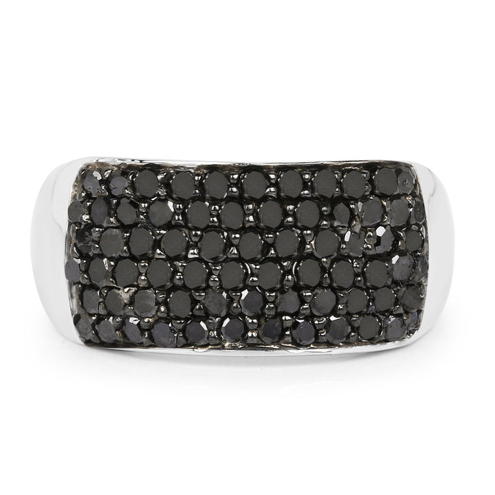 1.21 Carat Genuine Black Diamond .925 Sterling Silver Ring