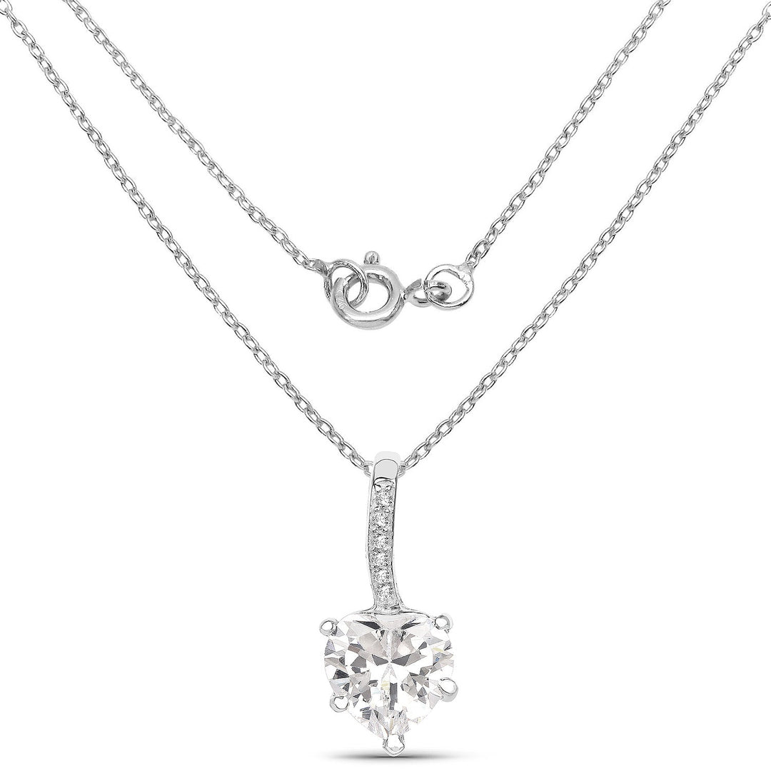 4.46 Carat Genuine White Cubic Zirconia .925 Sterling Silver Pendant