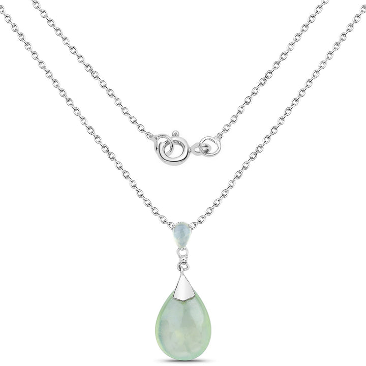 11.92 Carat Genuine Prehnite .925 Sterling Silver Pendant