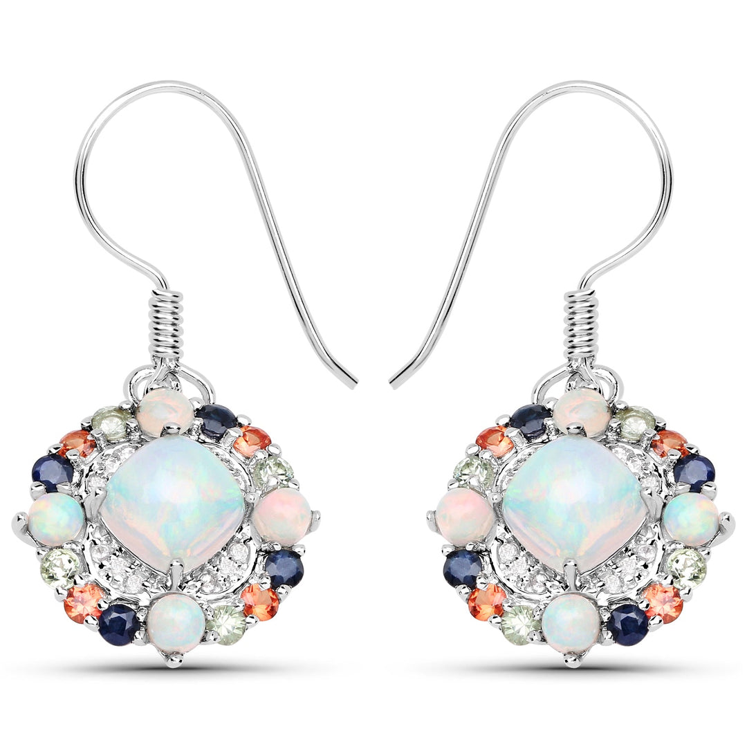 4.73 Carat Genuine Multi Stone .925 Sterling Silver Earrings