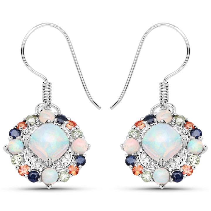 4.73 Carat Genuine Multi Stone .925 Sterling Silver Earrings