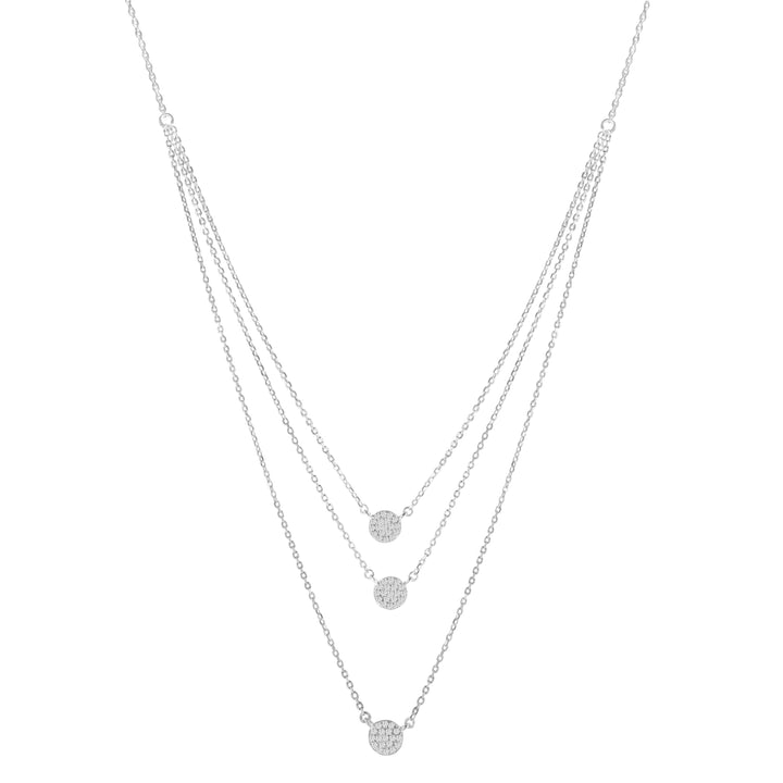 .925 Sterling Silver 1/2 Cttw Round Diamond Medallion Multi-Strand Tri Pendant 18" Necklace (H-I Color, I2-I3 Clarity)