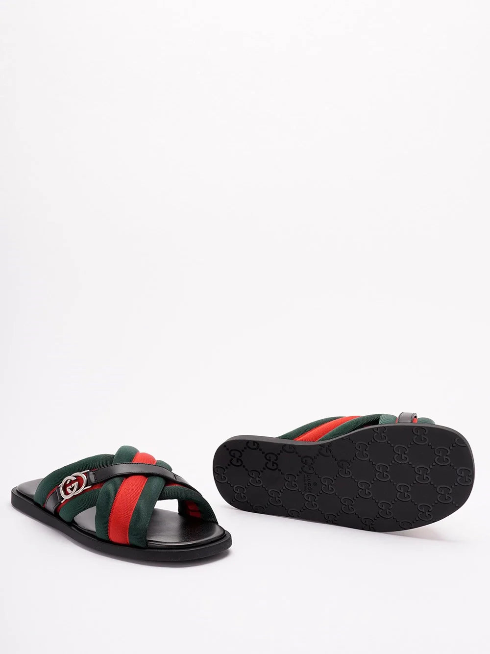 Gucci Men Criss-Cross Sandals With `Web`