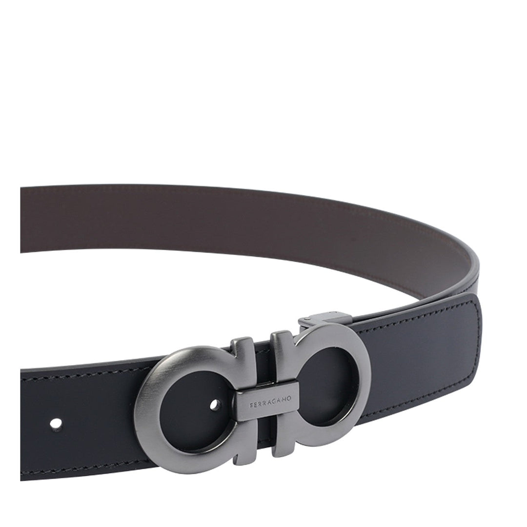 Ferragamo Men Adjustable And Reversible Double Gancini Belt