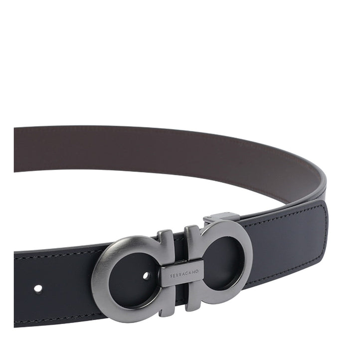 Ferragamo Men Adjustable And Reversible Double Gancini Belt