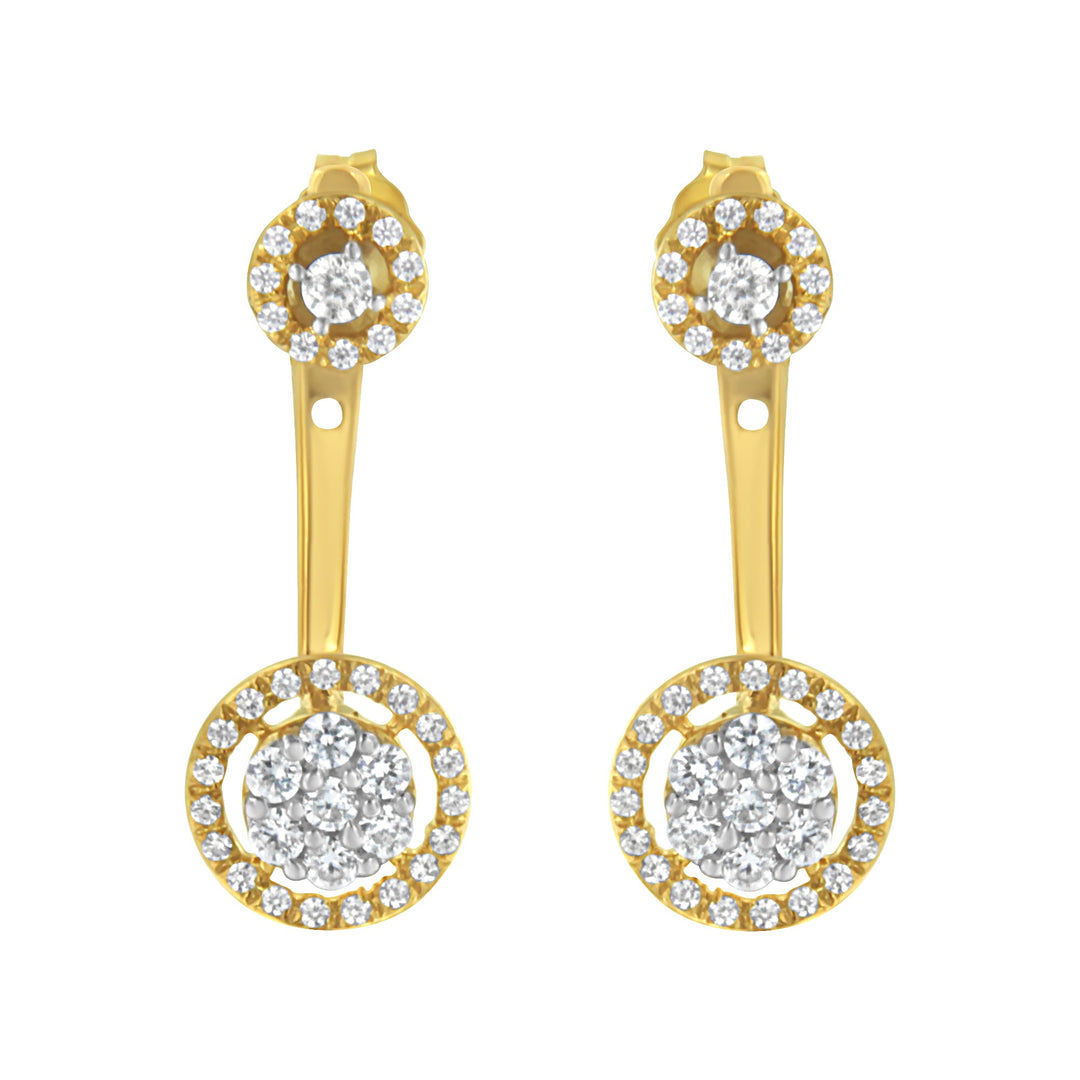 14K Yellow Gold Plated .925 Sterling Silver 5/8 Cttw Diamond Removable Stud and Dangle Earrings (I-J Color, I2-I3)