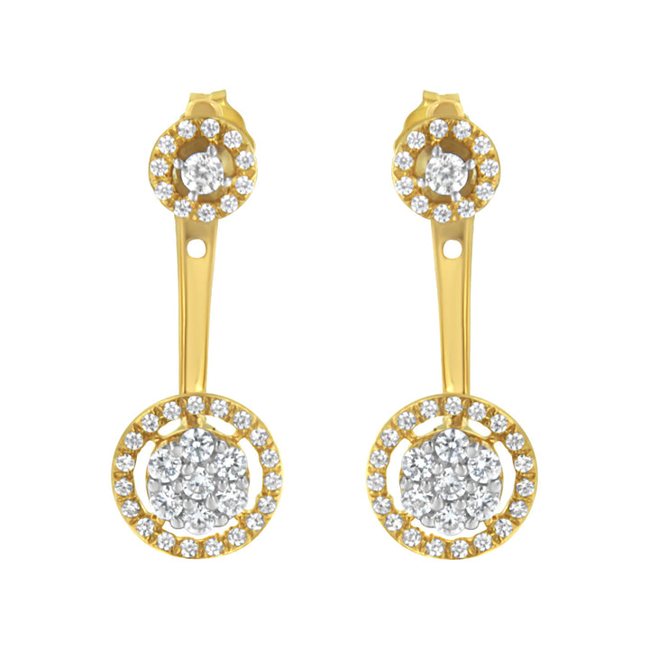 14K Yellow Gold Plated .925 Sterling Silver 5/8 Cttw Diamond Removable Stud and Dangle Earrings (I-J Color, I2-I3)