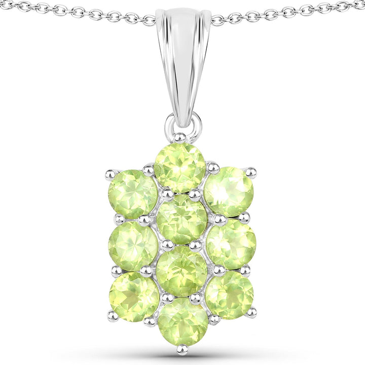 6.80 Carat Genuine Peridot .925 Sterling Silver 3 Piece Jewelry Set (Ring, Earrings, and Pendant w/ Chain)
