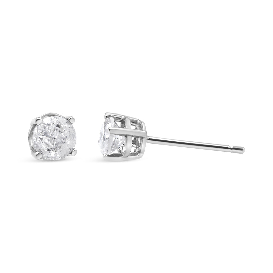 14K White Gold 3/4 Cttw Lab Grown Diamond 4-Prong Classic Stud Earrings (F-G Color, VS2-SI1 Clarity)