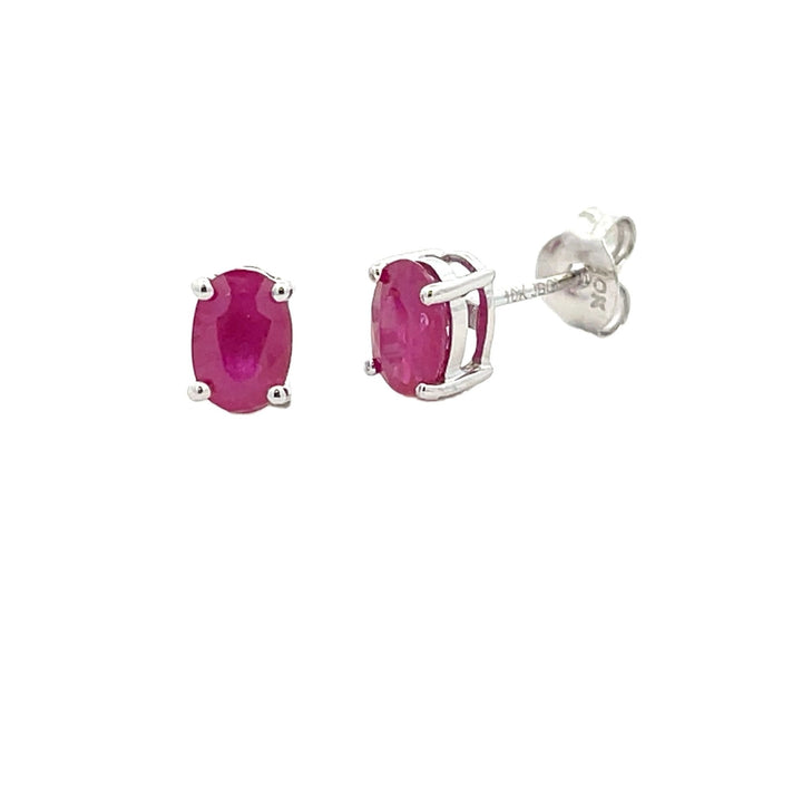 1.14ct Ruby Stud Earrings 10KT White Gold