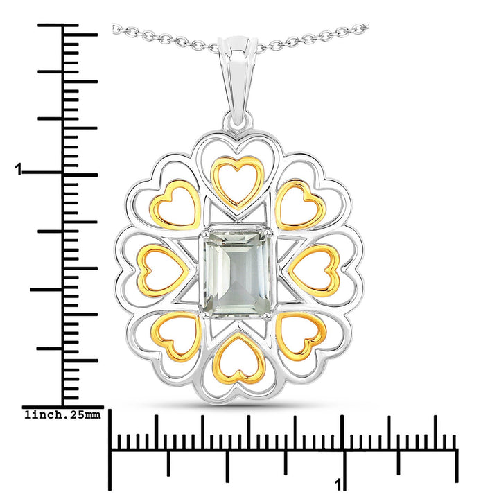 2.10 Carat Genuine Green Amethyst .925 Sterling Silver Pendant