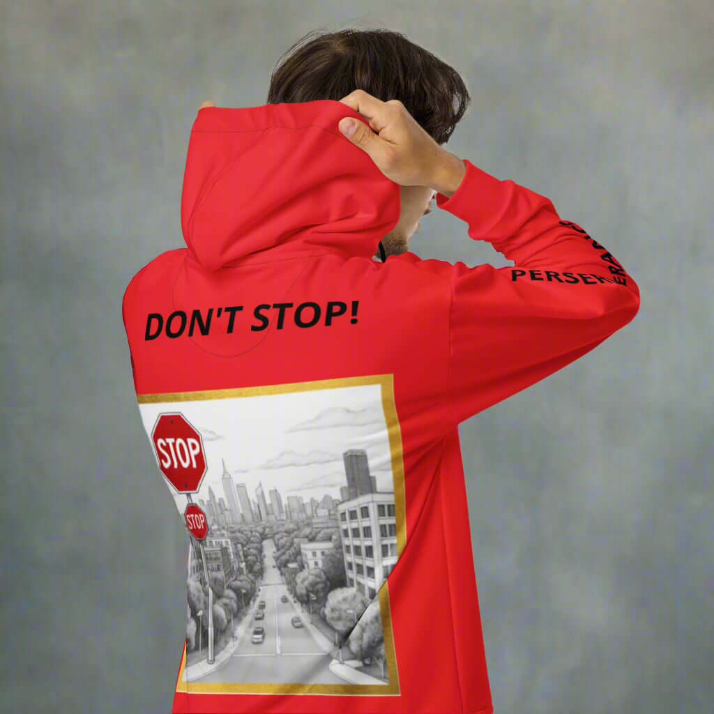 "PERSEVERANCE" Unisex red graphic zip Unisex zip hoodie