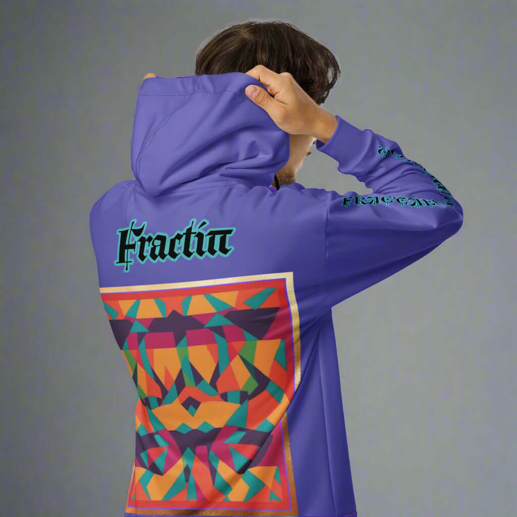"Fractiπ" Unisex multicolor purple graphic art zip hoodie