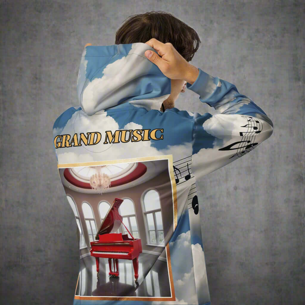 🎼 ✨ GRAND MUSIC Hoodie – Where Sky Meets Sound (Remixed)